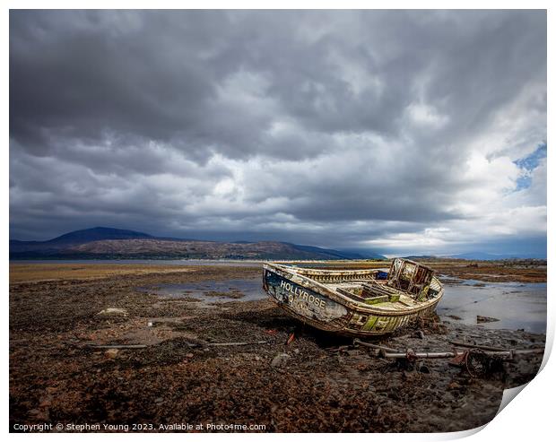 Old Boat on Loch Eil, Fort William, Scotland Print by Stephen Young