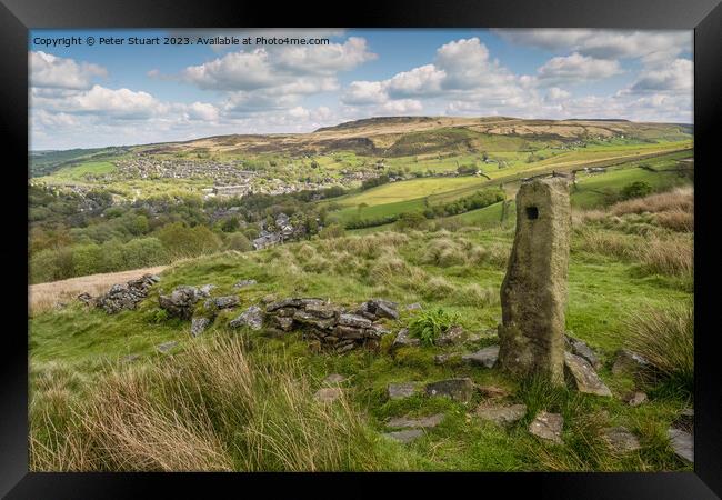 Hill Walkin g on the Pennine Way and Pule Hill abo Framed Print by Peter Stuart