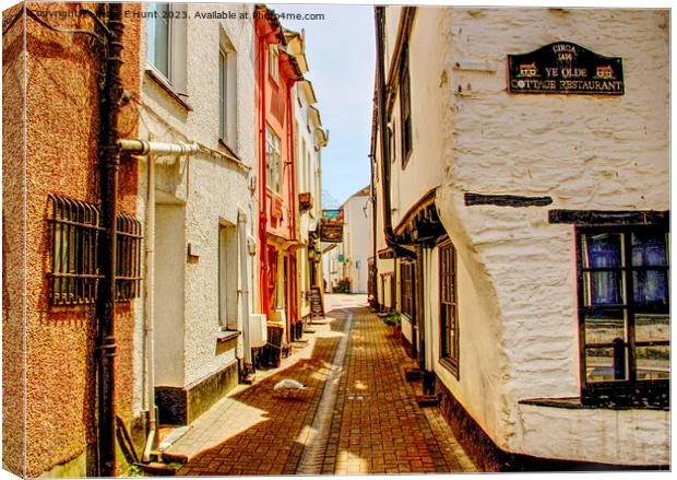 A Narrow Enchanting Street In Looe Canvas Print by Peter F Hunt