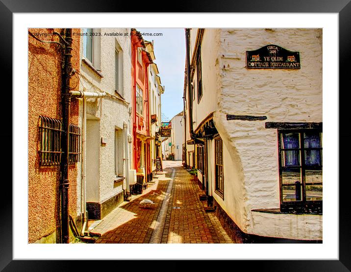 A Narrow Enchanting Street In Looe Framed Mounted Print by Peter F Hunt