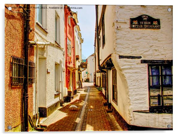 A Narrow Enchanting Street In Looe Acrylic by Peter F Hunt