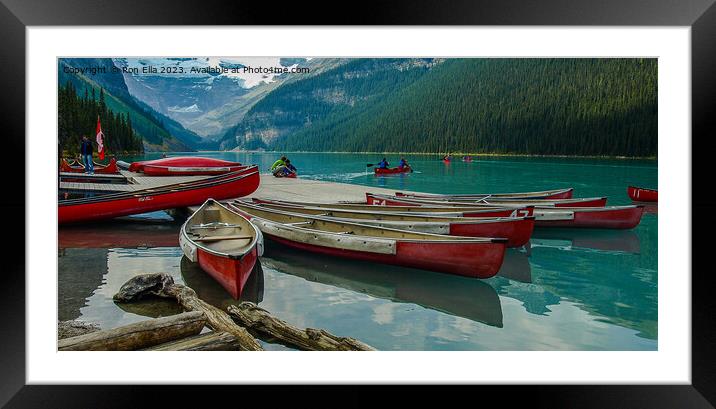 Serenity on Lake Louise Framed Mounted Print by Ron Ella