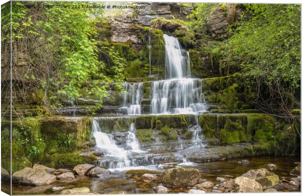 Waterfall at Swimner Gill above Keld in the Yorkshire Dales Canvas Print by Peter Stuart