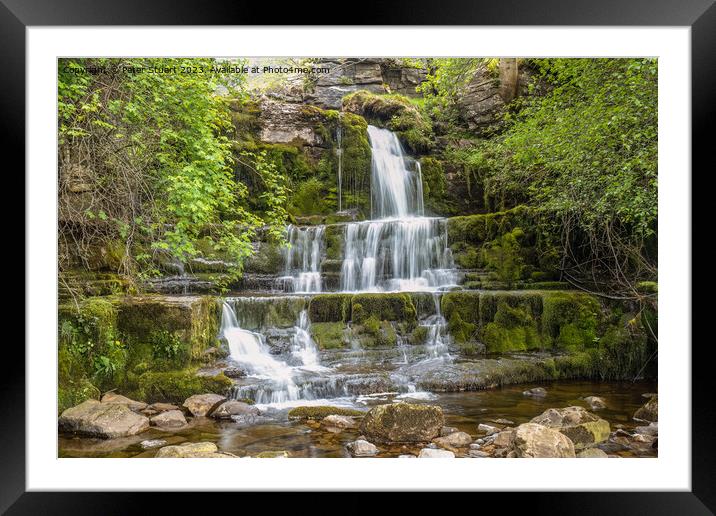 Waterfall at Swimner Gill above Keld in the Yorkshire Dales Framed Mounted Print by Peter Stuart
