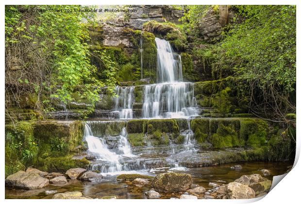 Waterfall at Swimner Gill above Keld in the Yorkshire Dales Print by Peter Stuart