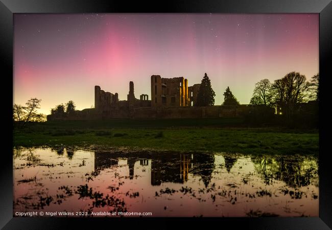 Kenilworth Castle Aurora Borealis (Northern Lights) Framed Print by Nigel Wilkins