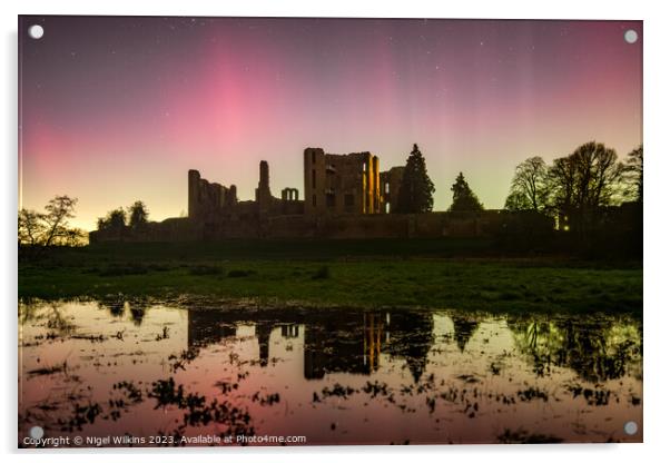 Kenilworth Castle Aurora Borealis (Northern Lights) Acrylic by Nigel Wilkins