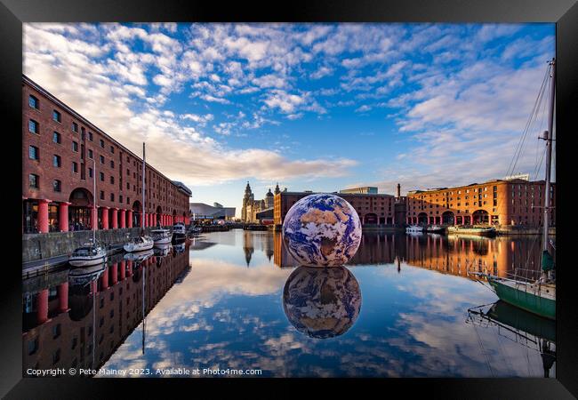The Floating Earth at Liverpool's Royal Albert Dock Framed Print by Pete Mainey