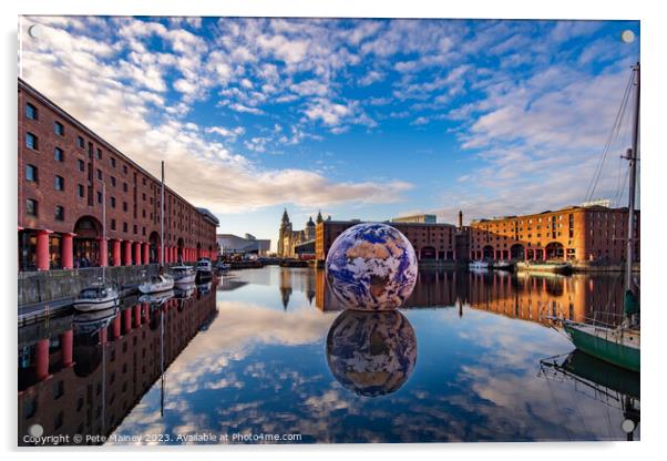 The Floating Earth at Liverpool's Royal Albert Dock Acrylic by Pete Mainey