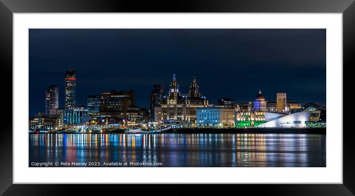 Liverpool Waterfront at Night Framed Mounted Print by Pete Mainey