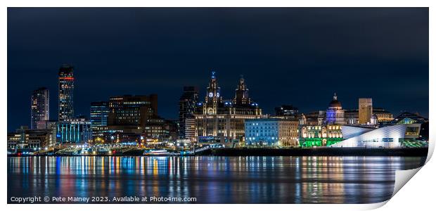 Liverpool Waterfront at Night Print by Pete Mainey