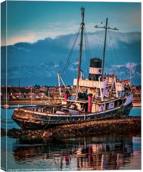 Tugboat at port, ushuaia, argentina Canvas Print by Daniel Ferreira-Leite