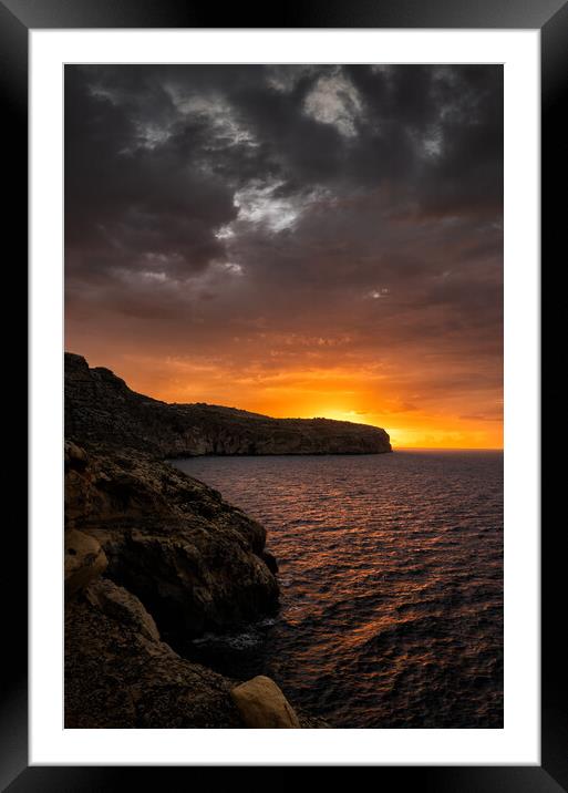 Sea Sunrise On South Coast Of Malta Island Framed Mounted Print by Artur Bogacki