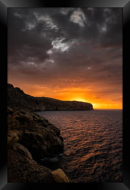 Sea Sunrise On South Coast Of Malta Island Framed Print by Artur Bogacki