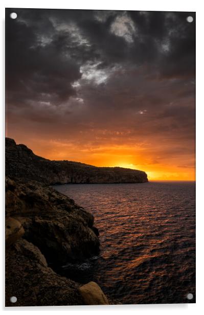 Sea Sunrise On South Coast Of Malta Island Acrylic by Artur Bogacki