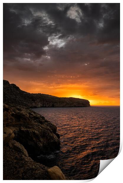 Sea Sunrise On South Coast Of Malta Island Print by Artur Bogacki