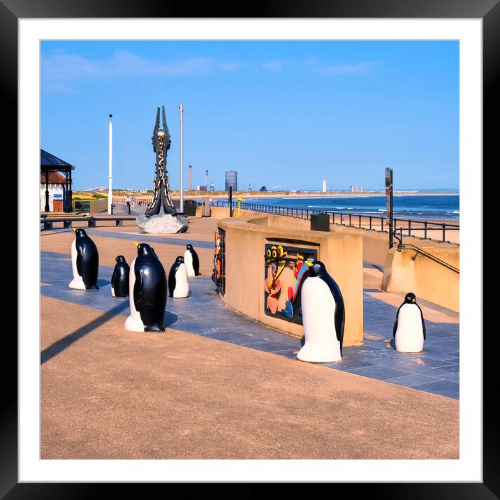 Redcar Esplanade Penguins Yorkshire Coast Framed Mounted Print by Tim Hill