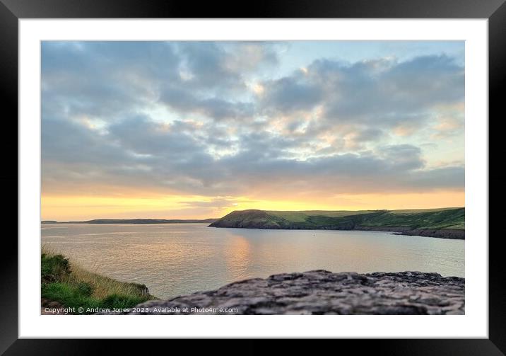 Pembrokeshire sunset  Framed Mounted Print by Andrew jones