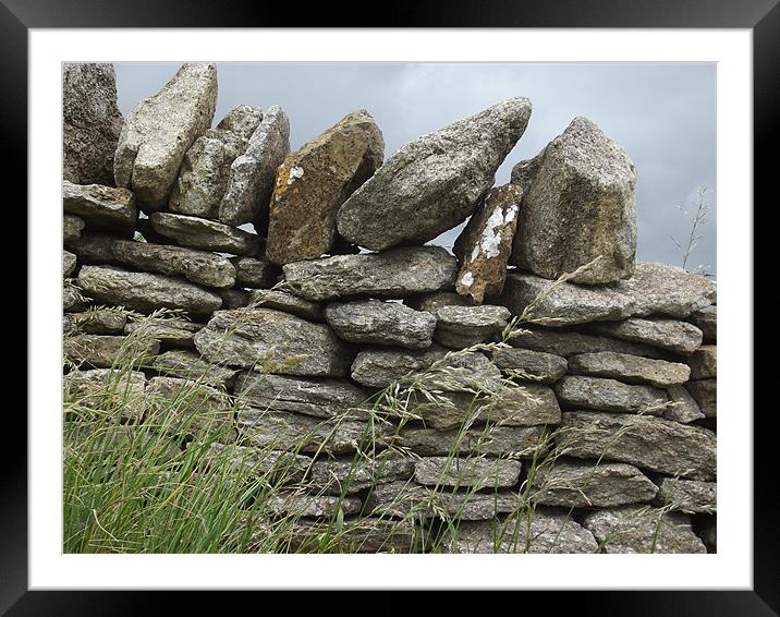 Old fashioned stone wall. Framed Mounted Print by Emily-Jane Christie