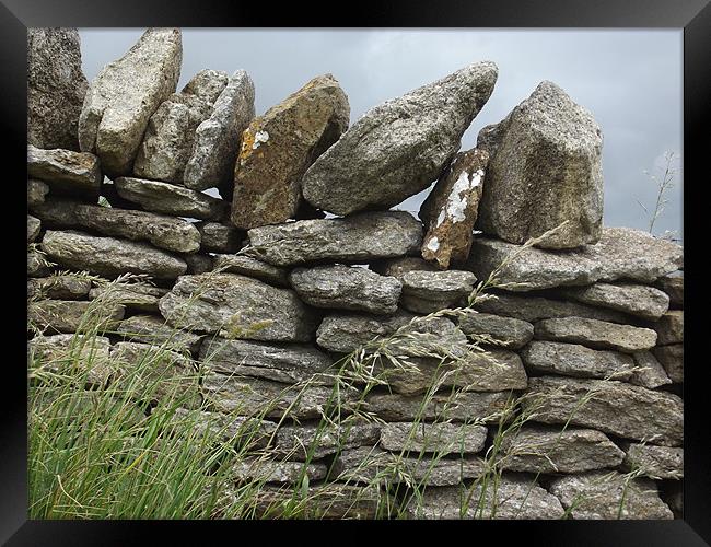 Old fashioned stone wall. Framed Print by Emily-Jane Christie