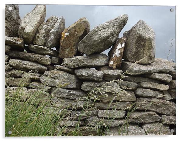 Old fashioned stone wall. Acrylic by Emily-Jane Christie