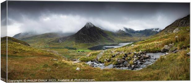 Mystical moody Tryfan mountain 894 Canvas Print by PHILIP CHALK