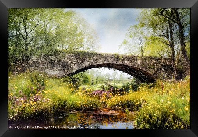 Bridge and Wildflowers Framed Print by Robert Deering