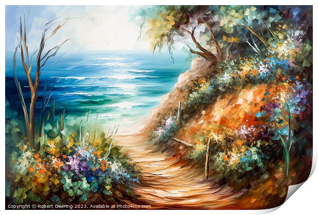 Tropical Path To The Sea Print by Robert Deering