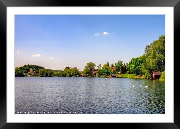 Family Outing on Wessling Lake Framed Mounted Print by Kasia Design
