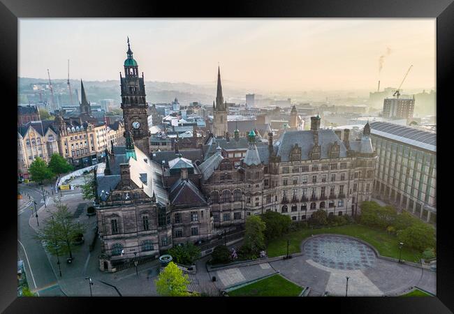 Sheffield Town Hall and Peace Gardens Framed Print by Apollo Aerial Photography