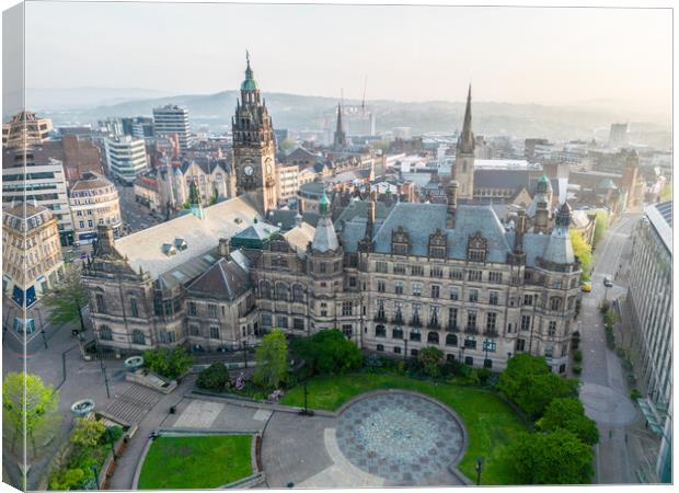 Sheffield Town Hall and Peace Gardens Canvas Print by Apollo Aerial Photography