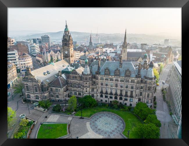 Sheffield Town Hall and Peace Gardens Framed Print by Apollo Aerial Photography