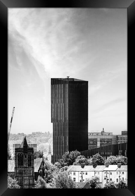 Broadcasting Tower Leeds - Mono Framed Print by Glen Allen