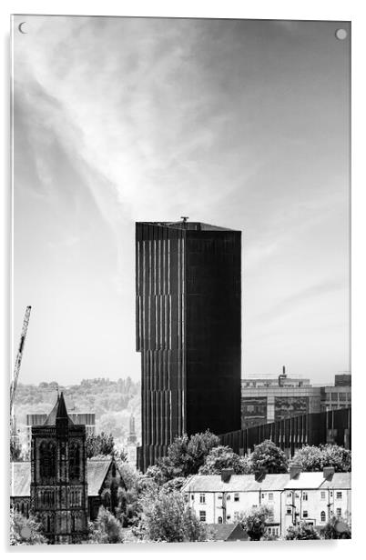 Broadcasting Tower Leeds - Mono Acrylic by Glen Allen