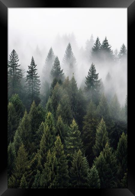 A misty morning in the forest, natural background. Ai generated. Framed Print by Joaquin Corbalan