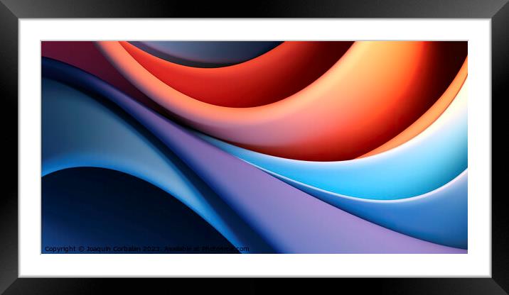 abstract background featuring vibrant and dynamic bent spherical Framed Mounted Print by Joaquin Corbalan