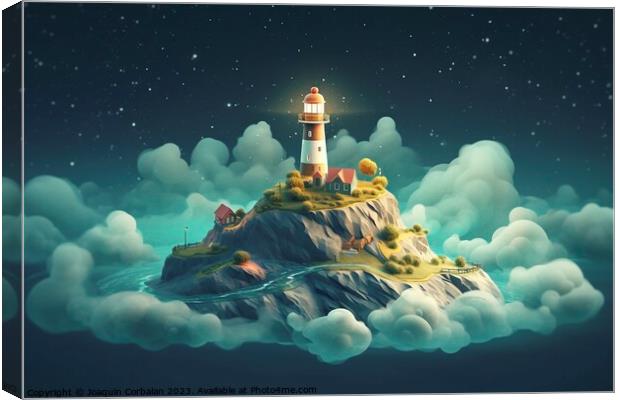 Behold a mystical island, bathed in moonlight, floating amidst a swirling cloud of steam. Ai generated. Canvas Print by Joaquin Corbalan