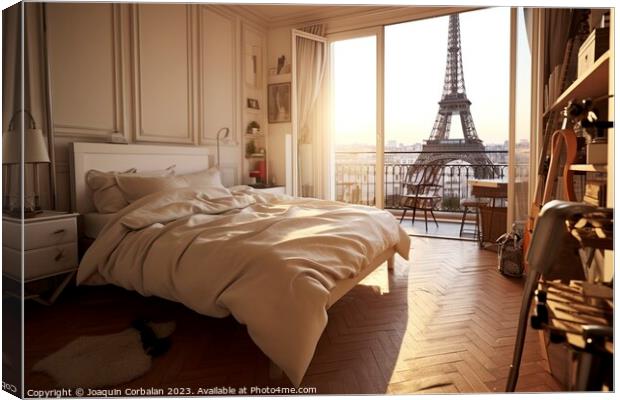 Luxurious room with views of the city of Paris. Ai generated. Canvas Print by Joaquin Corbalan