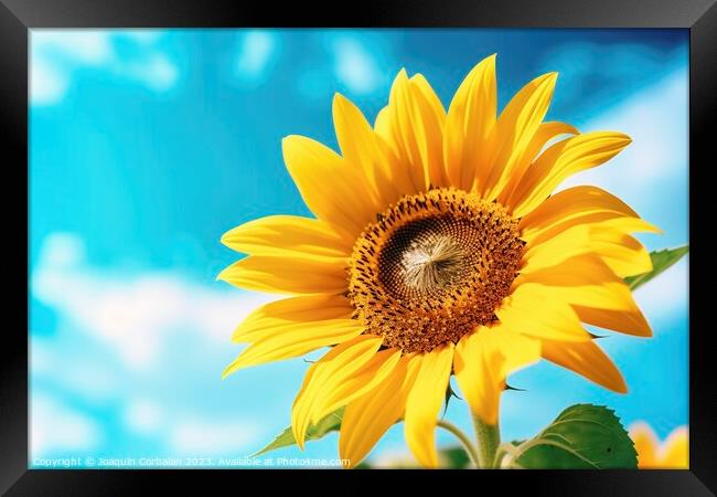 Bright and colorful sunflower in full summer sun. Ai generated. Framed Print by Joaquin Corbalan