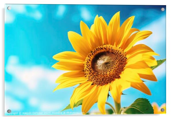 Bright and colorful sunflower in full summer sun. Ai generated. Acrylic by Joaquin Corbalan