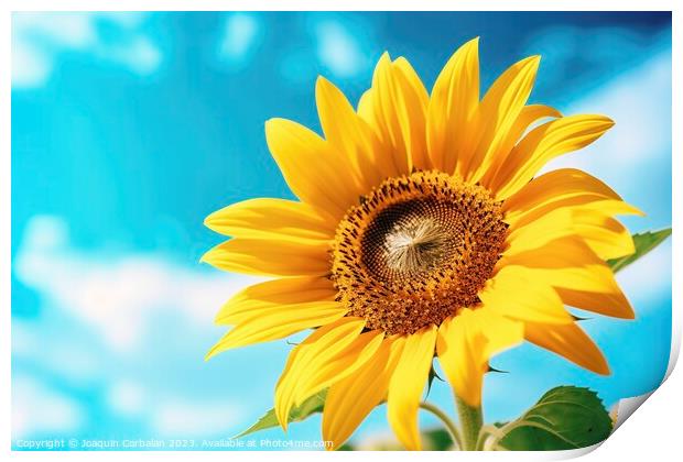 Bright and colorful sunflower in full summer sun. Ai generated. Print by Joaquin Corbalan