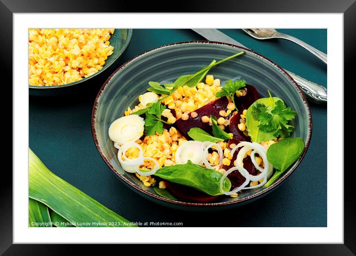 Lentil healthy salad Framed Mounted Print by Mykola Lunov Mykola