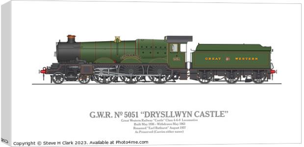 5051 Drysllwyn Castle Canvas Print by Steve H Clark