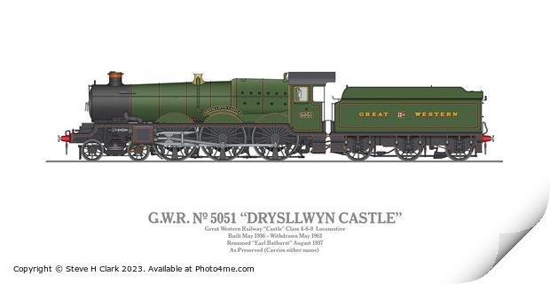 5051 Drysllwyn Castle Print by Steve H Clark