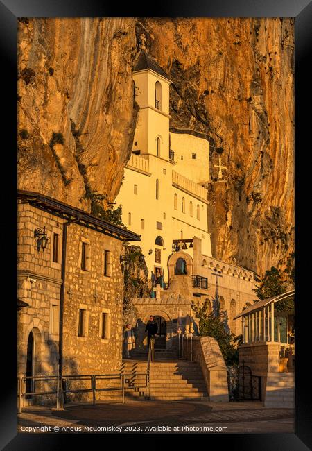 Upper church of Ostrog Monastery in Montenegro Framed Print by Angus McComiskey