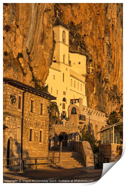 Upper church of Ostrog Monastery in Montenegro Print by Angus McComiskey