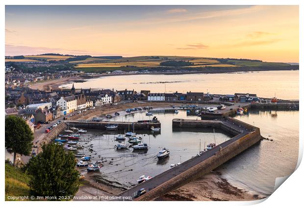 Stonehaven Harbour at Sunrise Print by Jim Monk