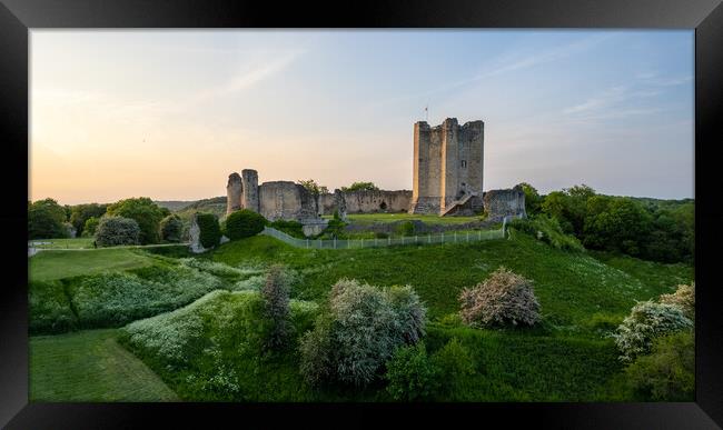 Conisbrough Castle Sunset Framed Print by Apollo Aerial Photography