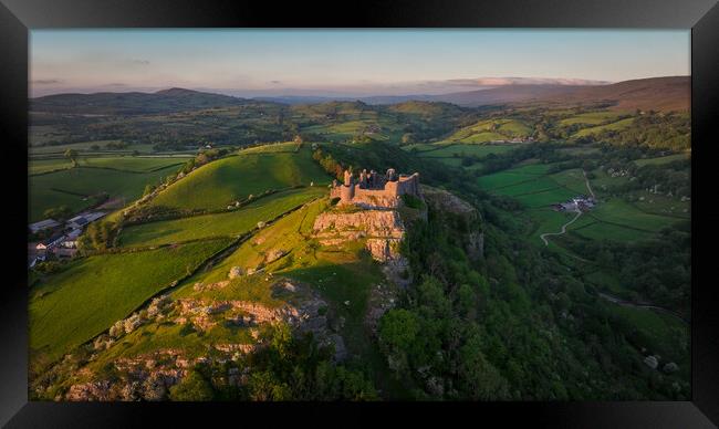 Sunlit Carreg Cennen castle Framed Print by Leighton Collins