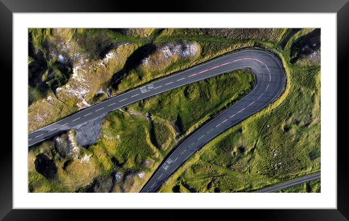 Drone view of Mountain Road Framed Mounted Print by Leighton Collins